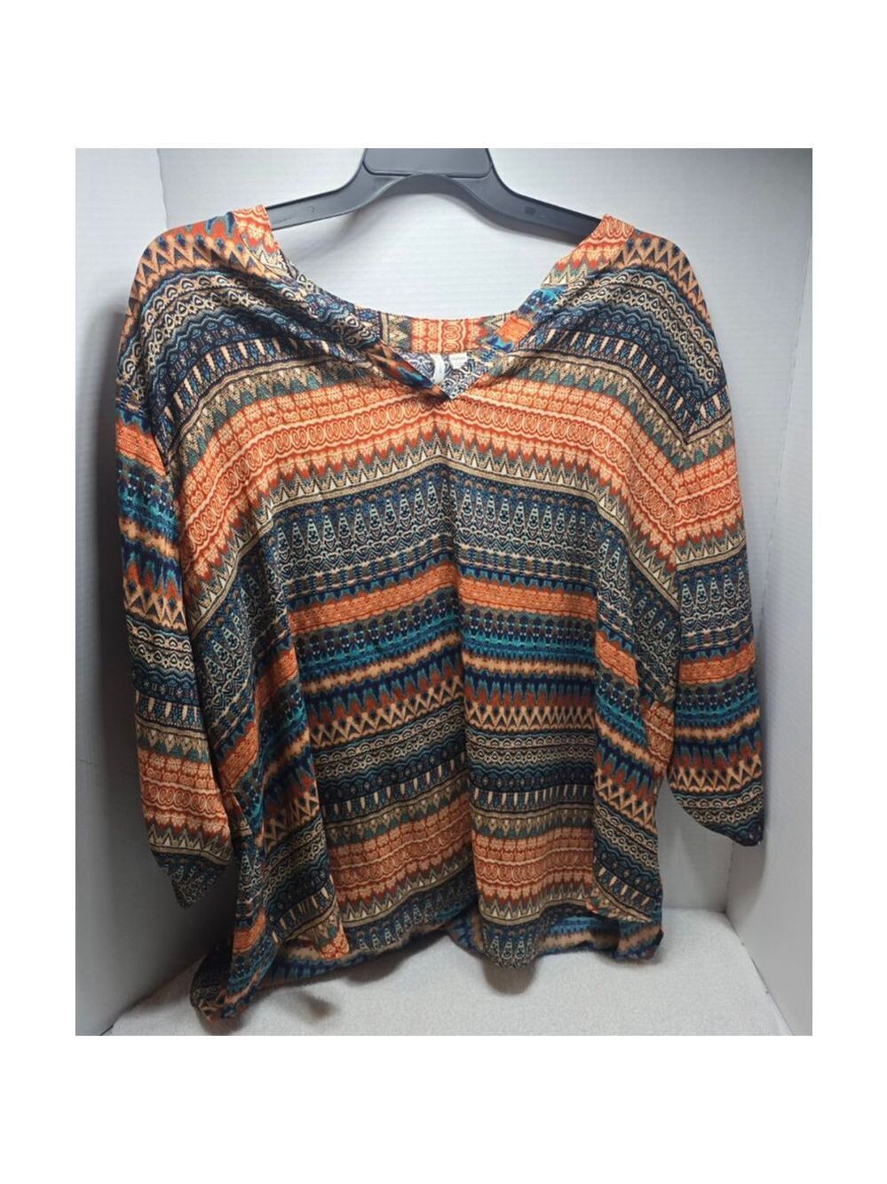 Women's est. 1946 Tunic Top Plus Size 26/28W Orange Blue Patterned